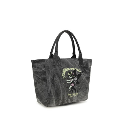 Ganni Gray Recycled Cotton Shoulder Bag