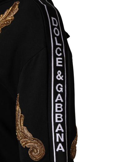 Dolce & Gabbana Black Embroidered Tassel Hooded Sweatshirt Sweater