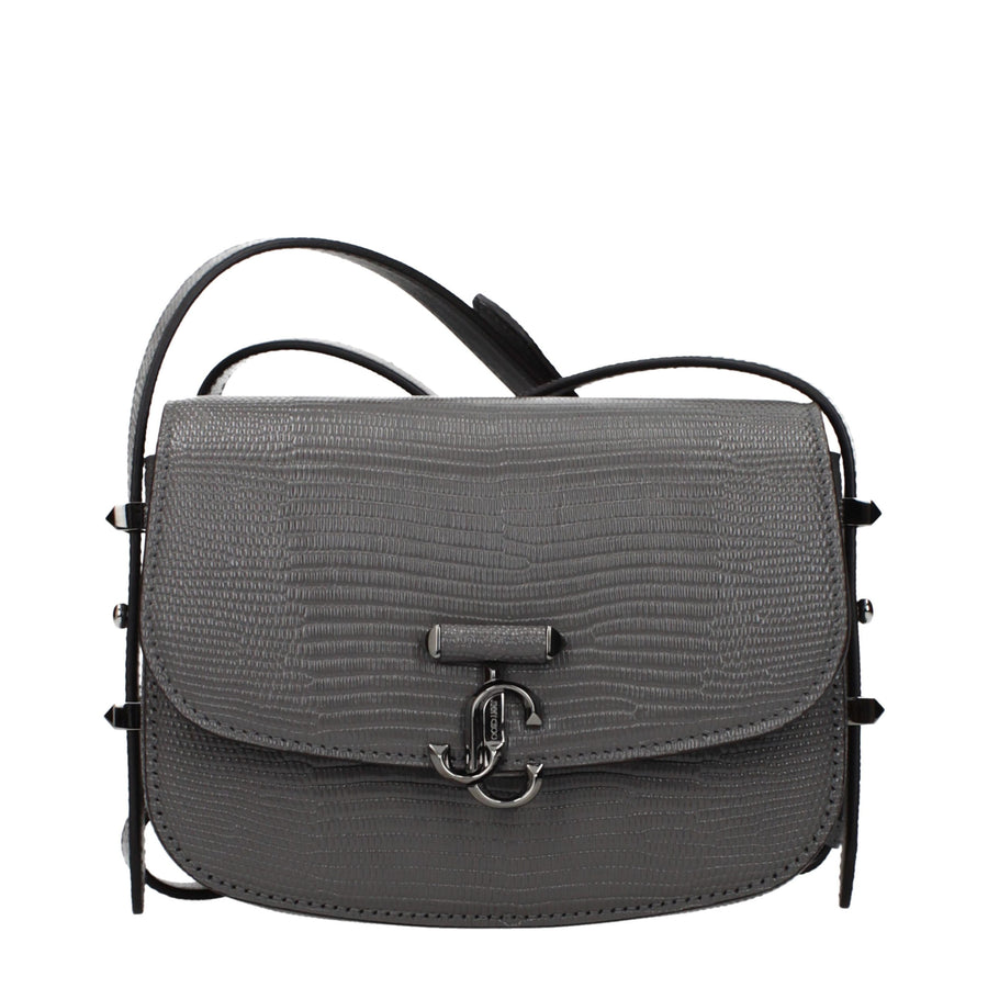 Jimmy Choo Gray Leather Shoulder Bag