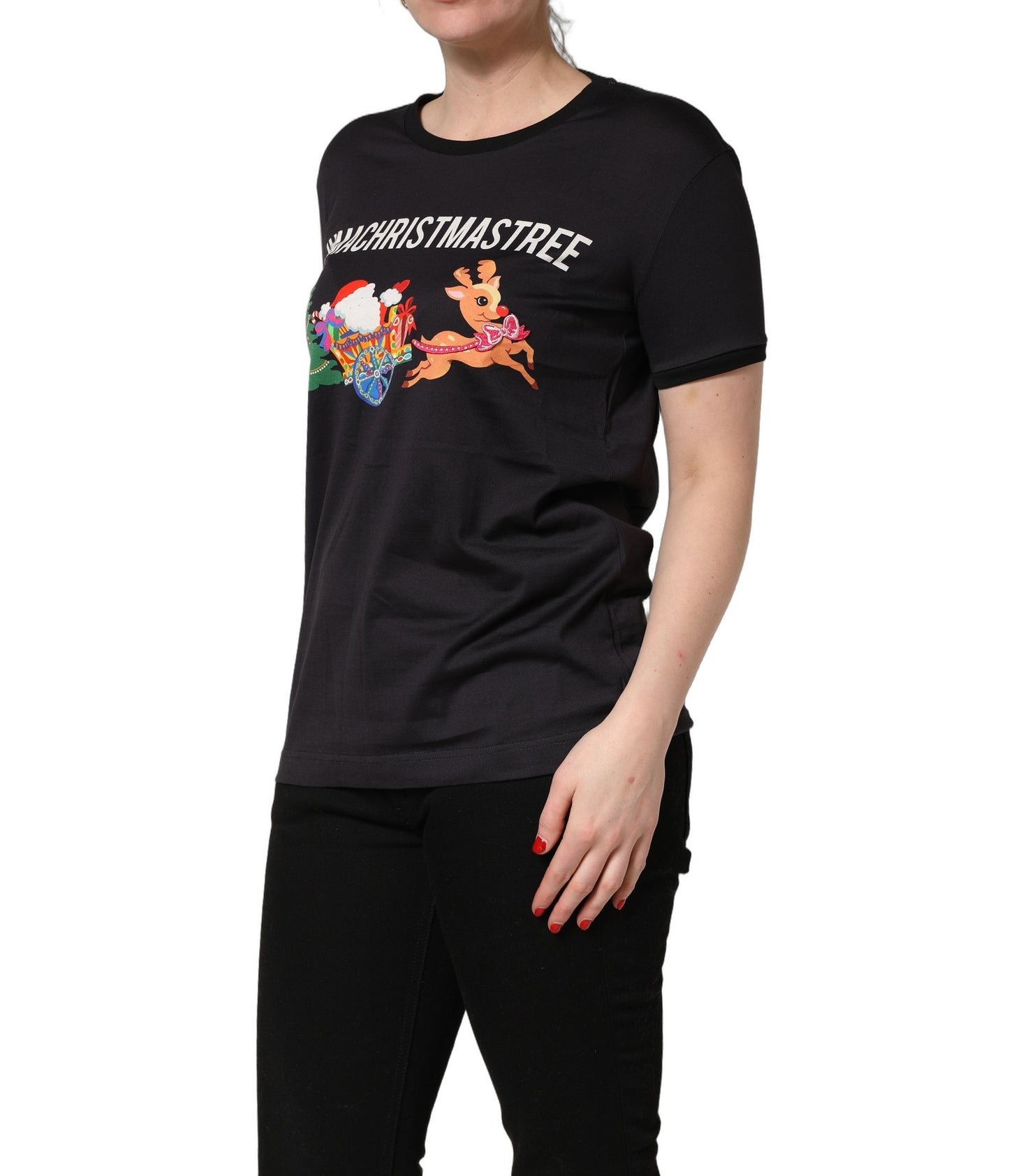 Dolce & Gabbana Black #IAMACHRISTMASTREE Print Cotton T-shirt