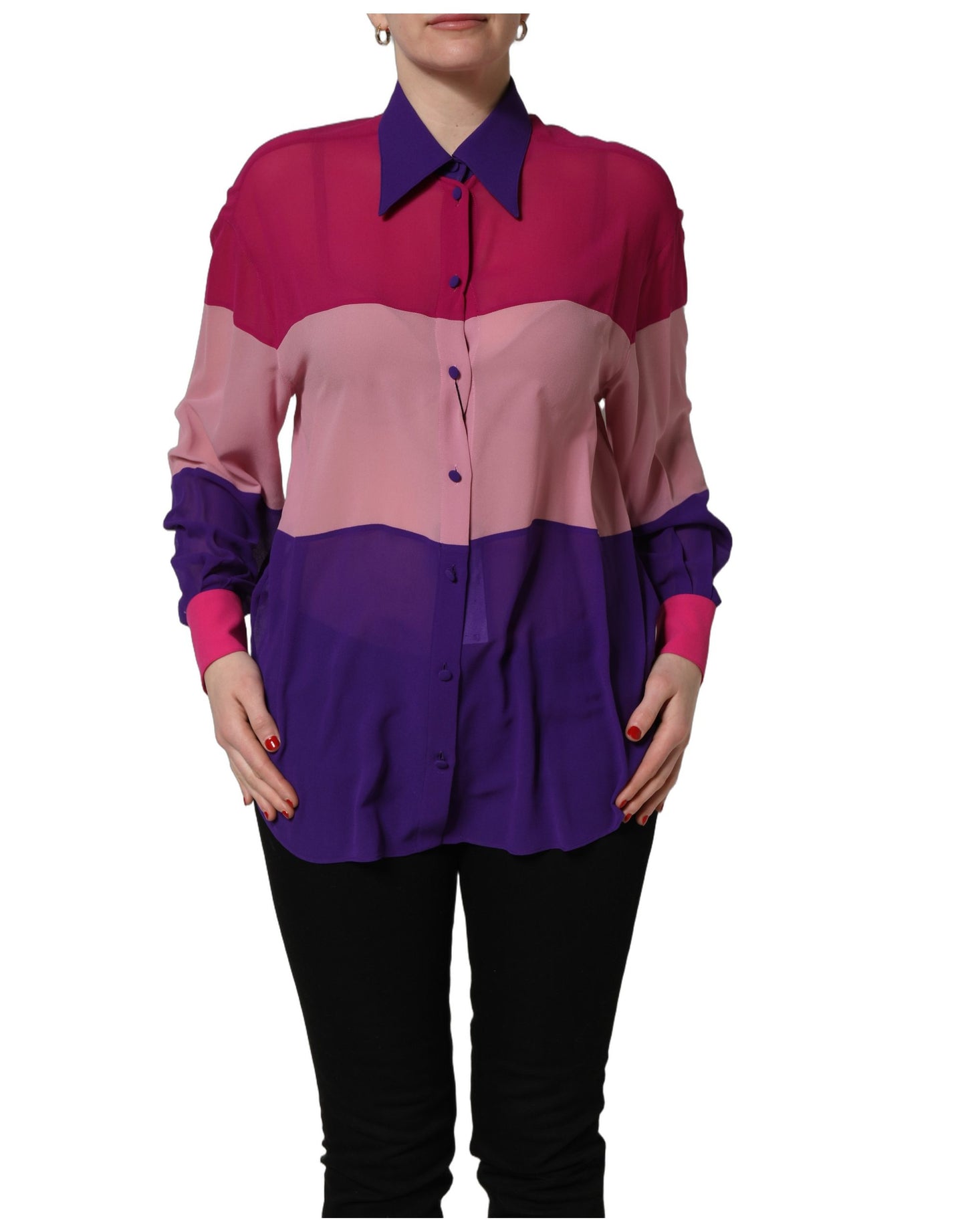 Dolce & Gabbana Multicolor Silk Patchwork Shirt Blouse Top