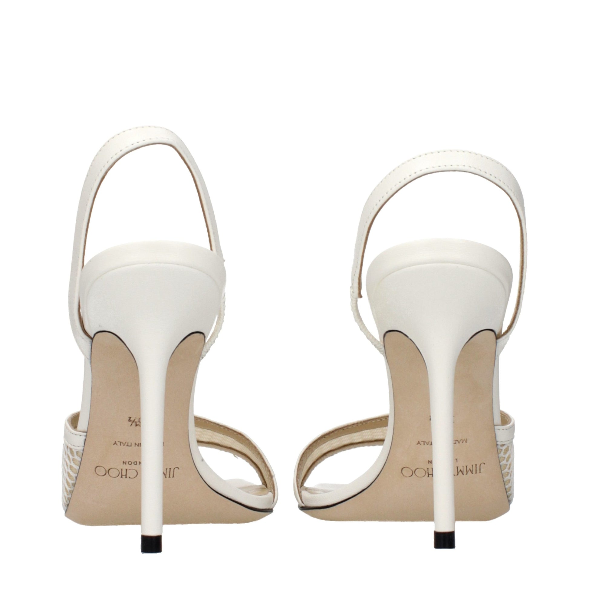 Jimmy Choo White Fabric Stiletto Heel Sandals