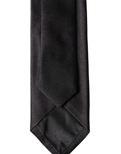 Dolce & Gabbana Black Solid 100% Silk Adjustable Men Tied Necktie Tie
