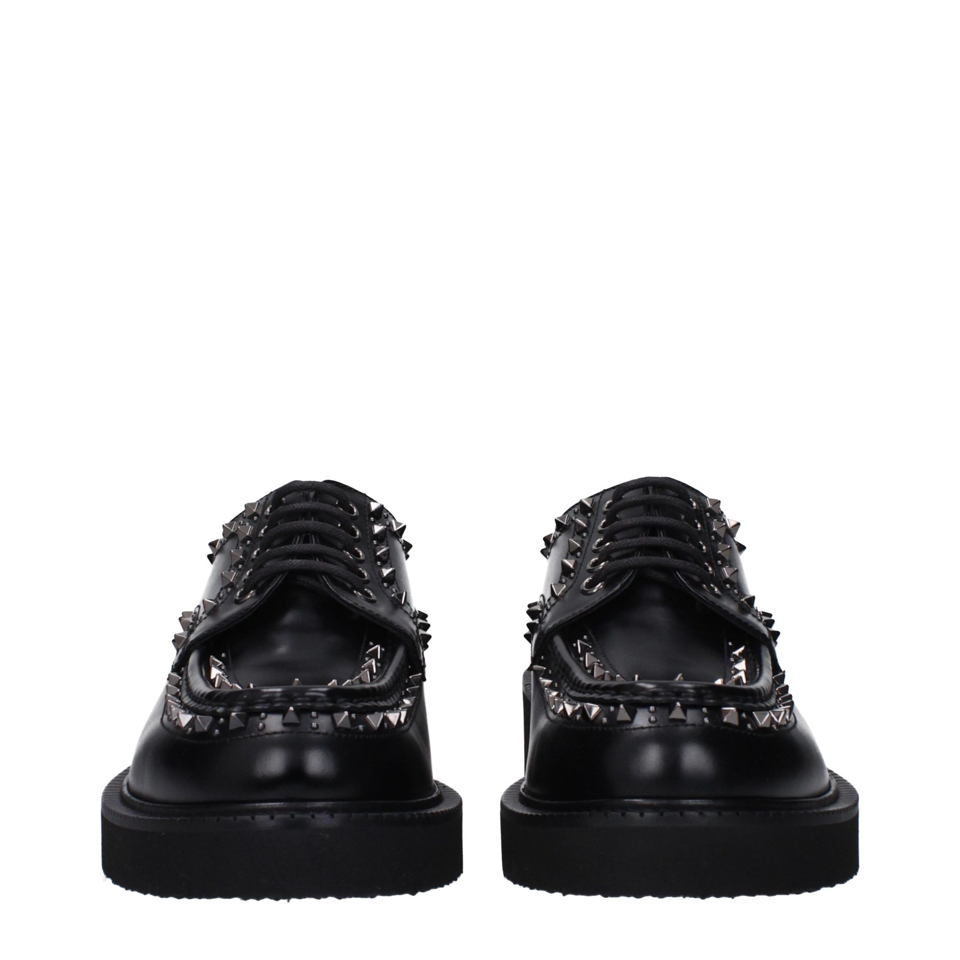 Valentino Garavani Black Leather Oxfords And Derbies
