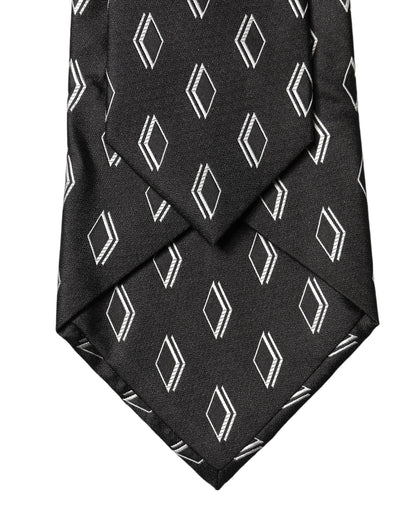 Dolce & Gabbana Dark Gray Patterned Silk Adjustable Women Tied Necktie Tie