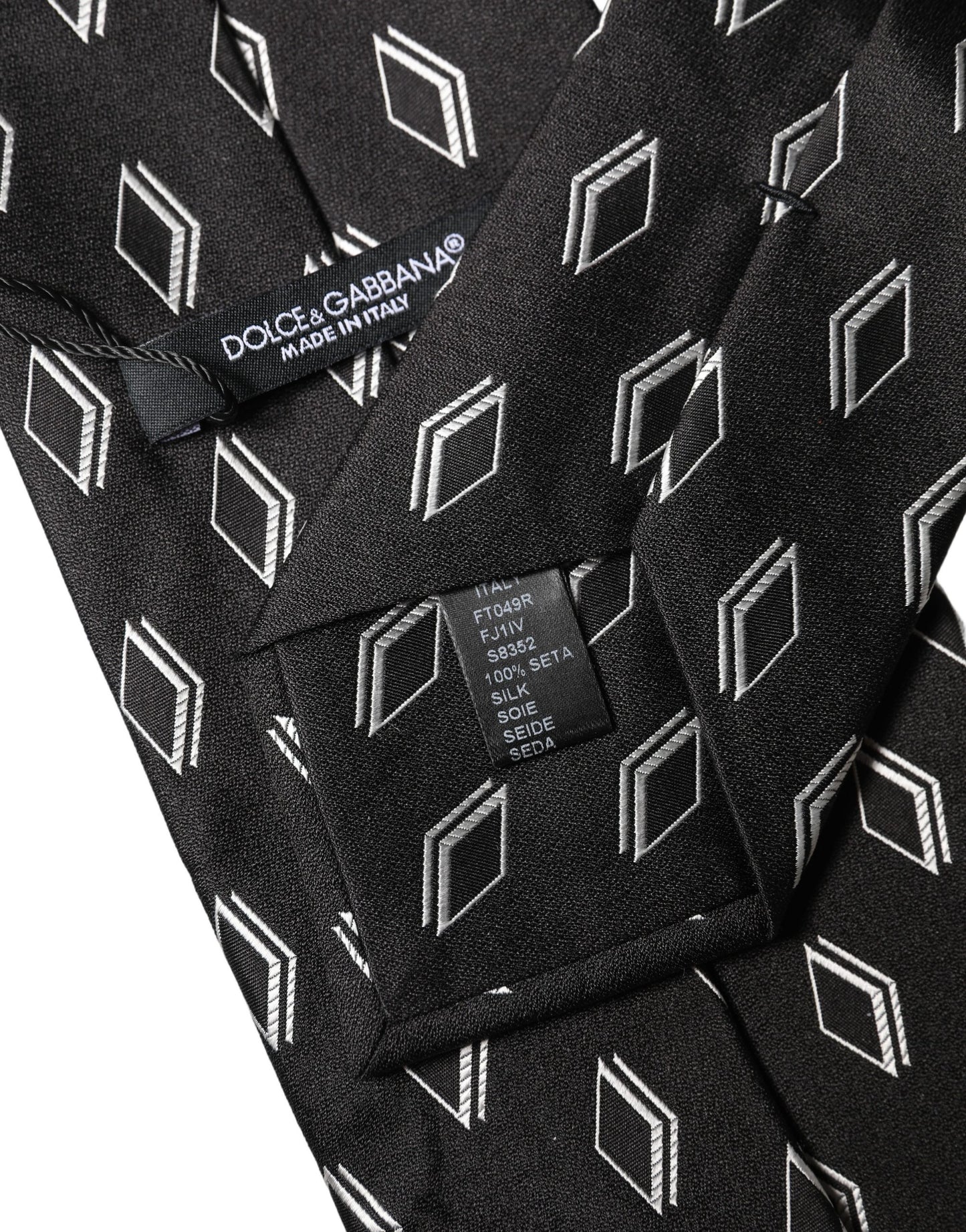 Dolce & Gabbana Dark Gray Patterned Silk Adjustable Women Tied Necktie Tie