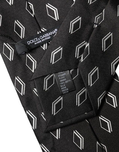 Dolce & Gabbana Dark Gray Patterned Silk Adjustable Women Tied Necktie Tie
