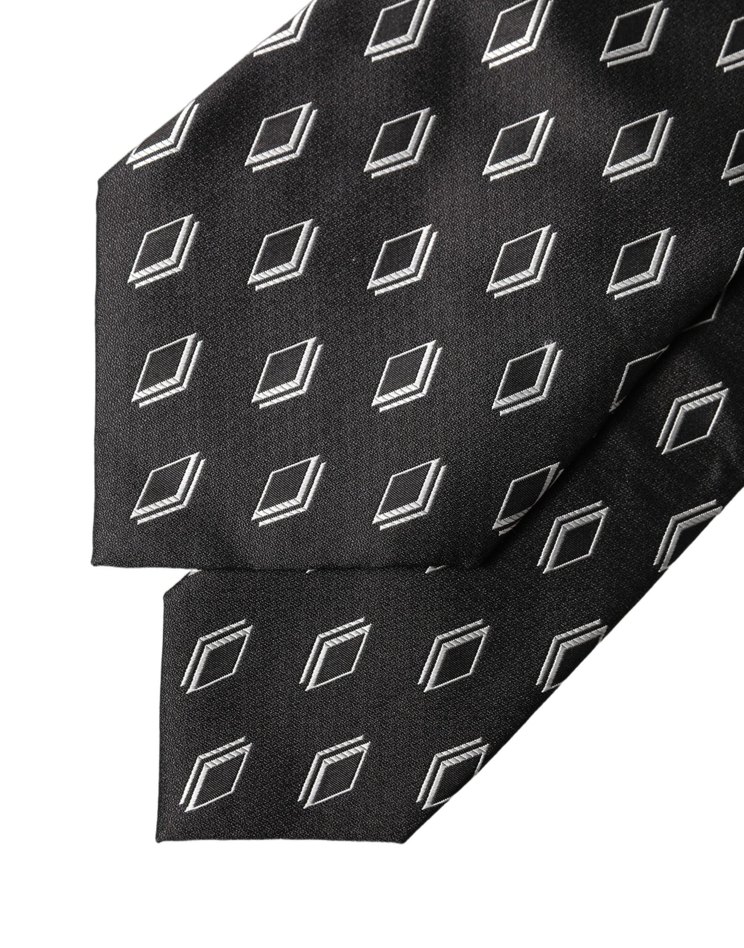 Dolce & Gabbana Dark Gray Patterned Silk Adjustable Women Tied Necktie Tie