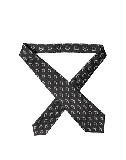 Dolce & Gabbana Dark Gray Patterned Silk Adjustable Women Tied Necktie Tie