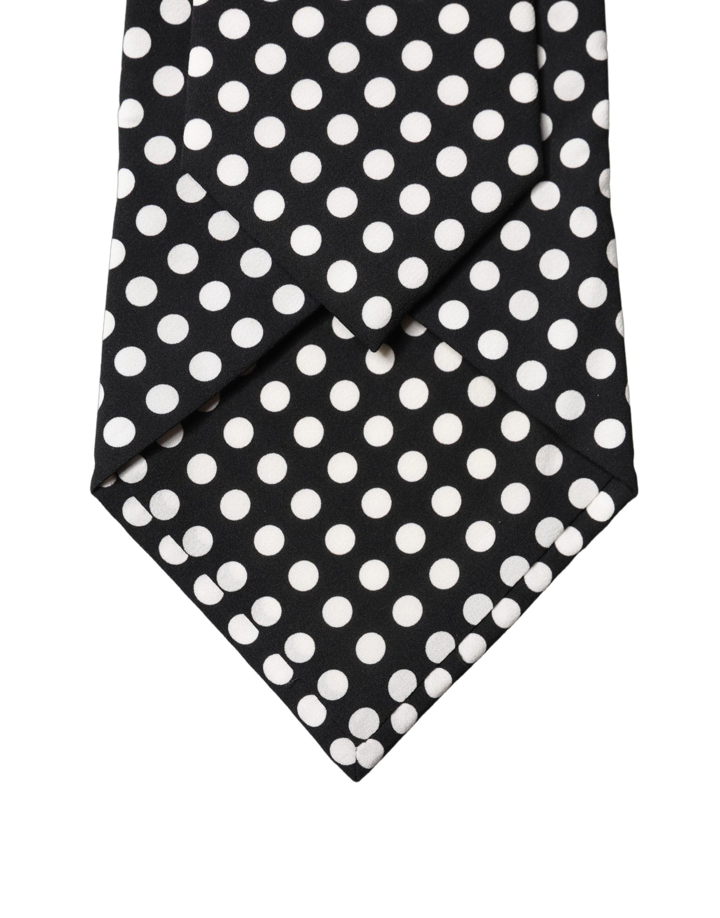 Dolce & Gabbana Dark Gray White Polka Dot Silk Adjustable Women Necktie Tie