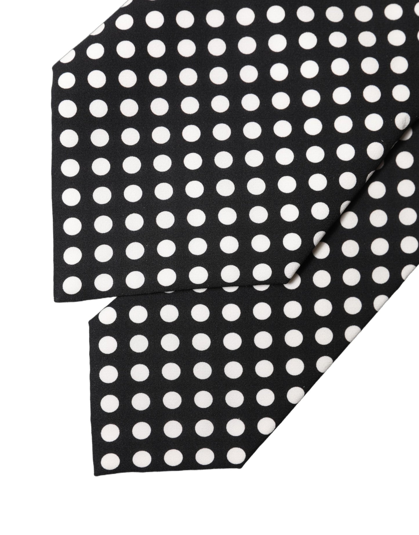 Dolce & Gabbana Dark Gray White Polka Dot Silk Adjustable Women Necktie Tie