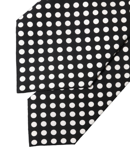 Dolce & Gabbana Dark Gray White Polka Dot Silk Adjustable Women Necktie Tie