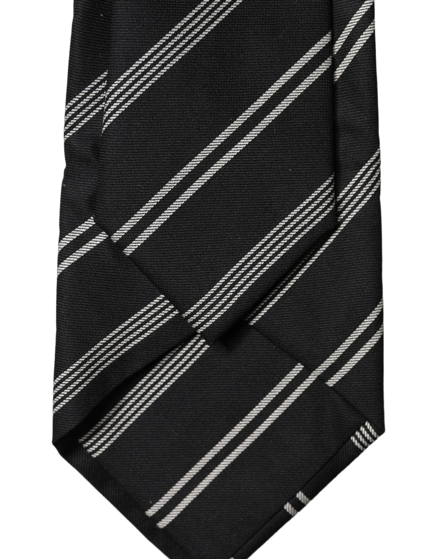 Dolce & Gabbana Dark Gray White Stripes Silk Adjustable Women Necktie Tie