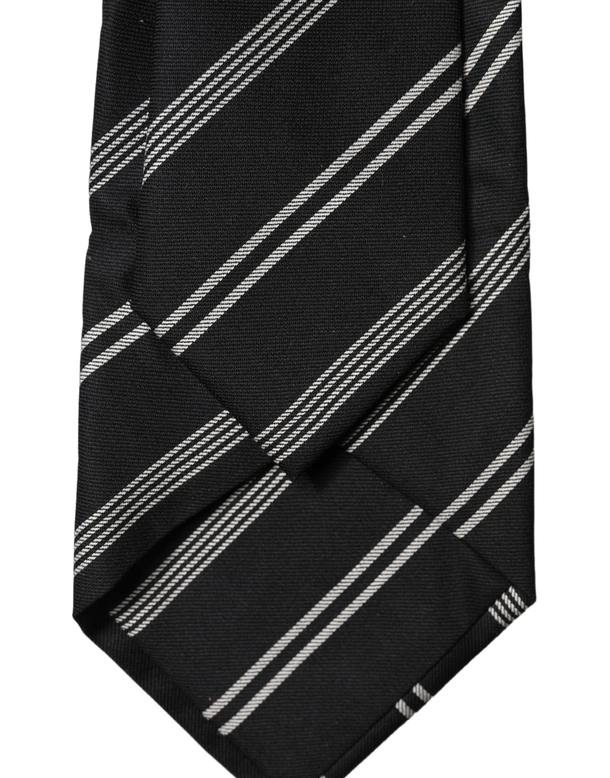 Dolce & Gabbana Dark Gray White Stripes Silk Adjustable Women Necktie Tie