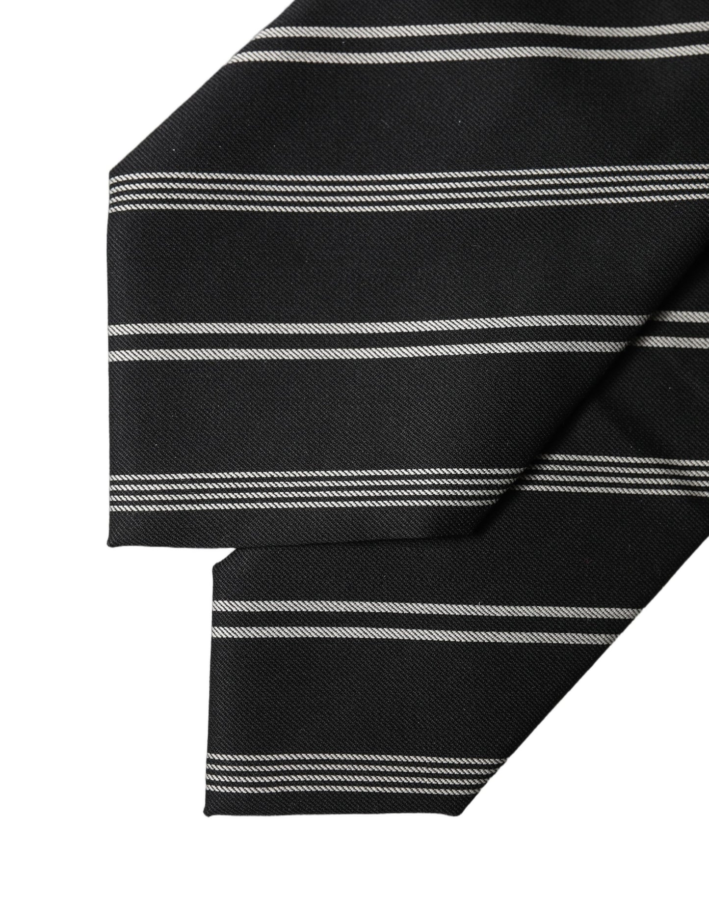 Dolce & Gabbana Dark Gray White Stripes Silk Adjustable Women Necktie Tie
