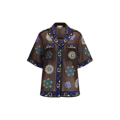 Alemais Brown Ramie Pattern Shirt