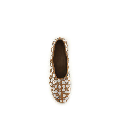 Khaite Beige Calf Leather Bos Taurus Ballet Flats