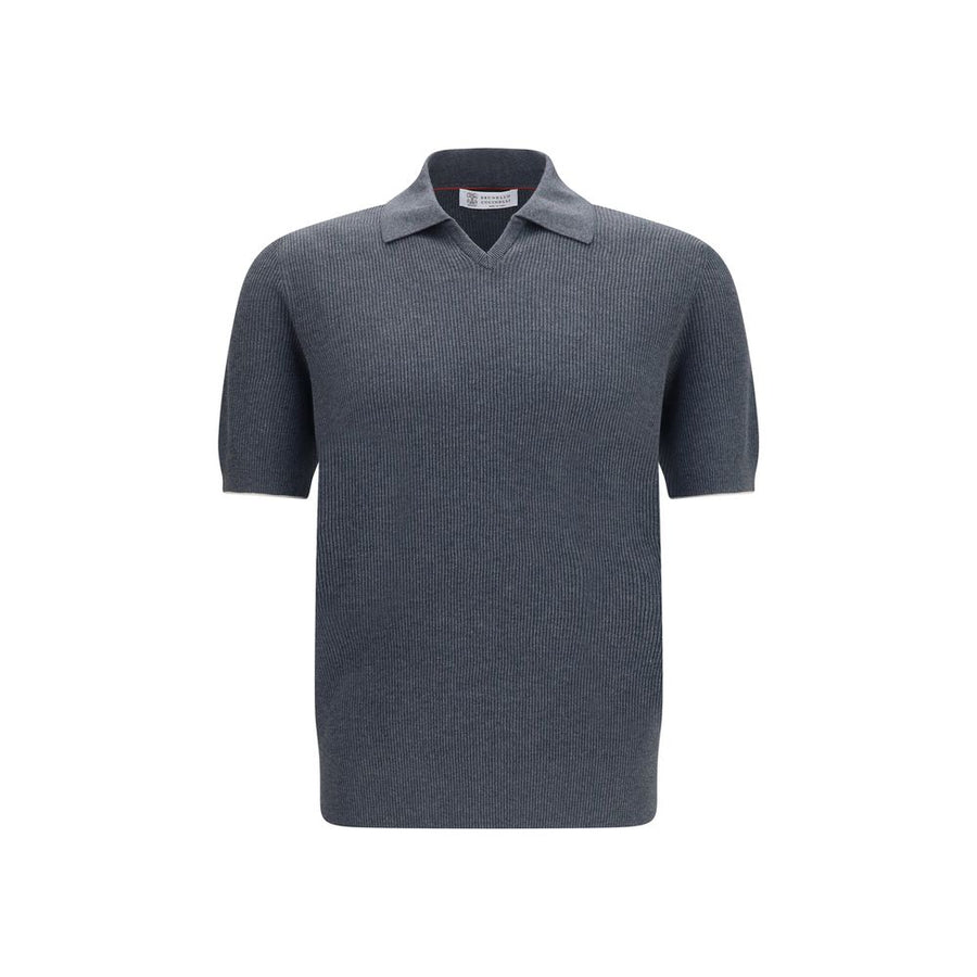 Brunello Cucinelli Gray Cotton Polo Shirt