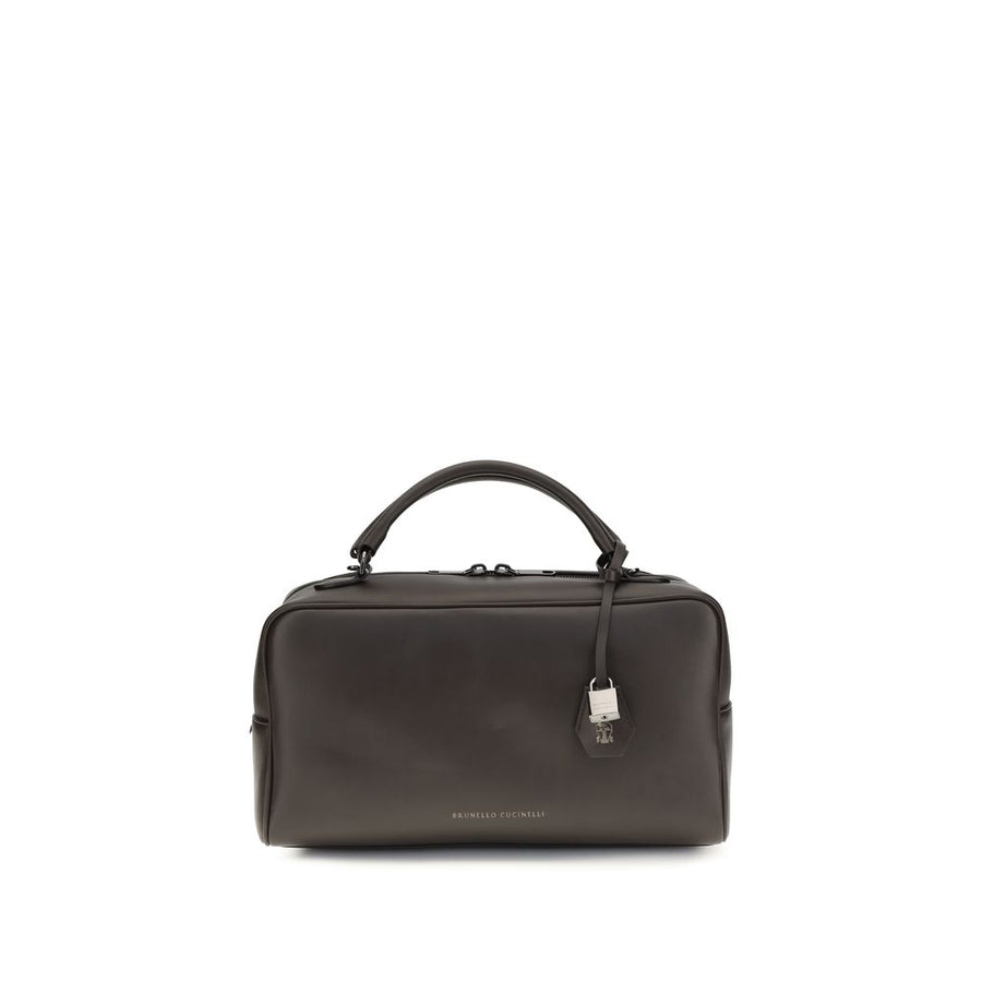 Brunello Cucinelli Brown Calf Leather Bos Taurus Shoulder Bag