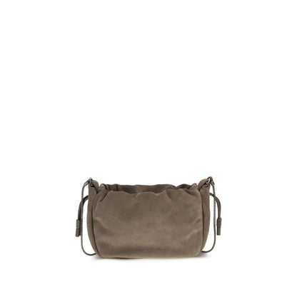 Brunello Cucinelli Brown Calf Leather Bos Taurus Shoulder Bag