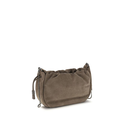 Brunello Cucinelli Brown Calf Leather Bos Taurus Shoulder Bag