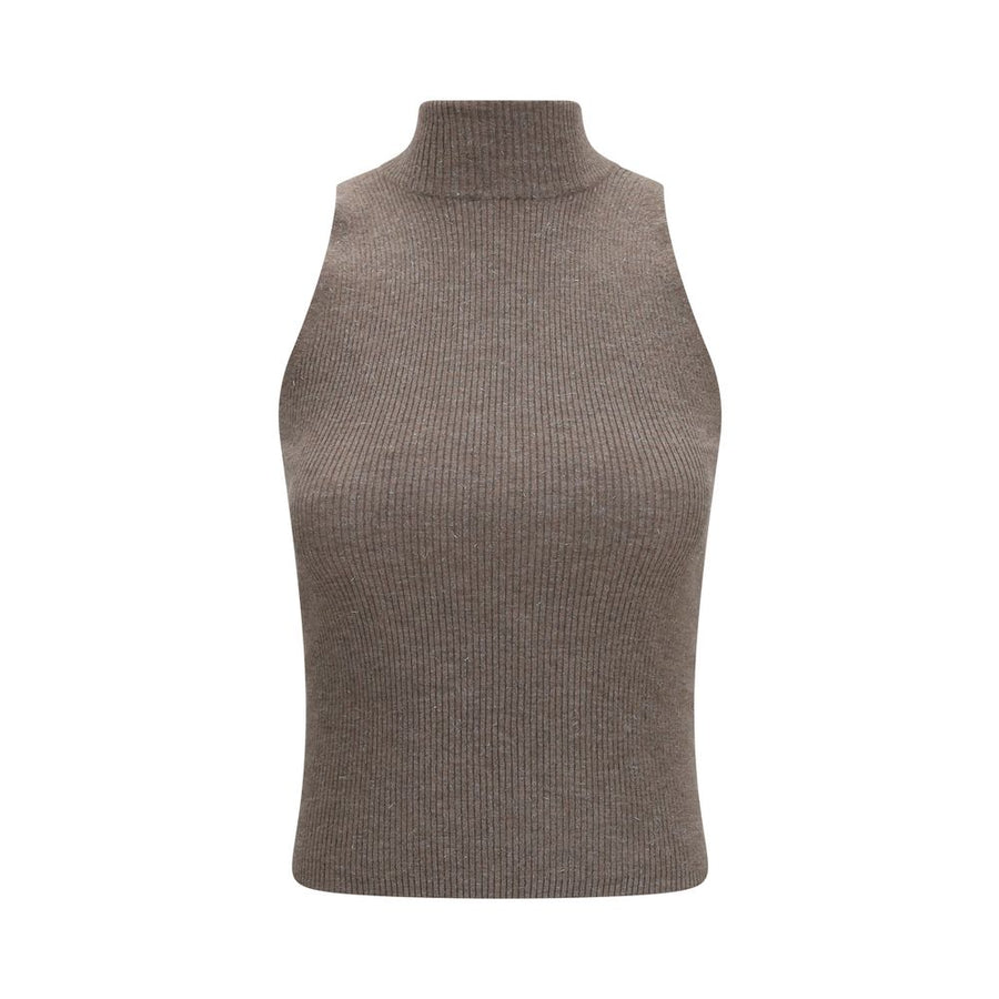 Brunello Cucinelli Brown Cashmere Sleeveles Sweater