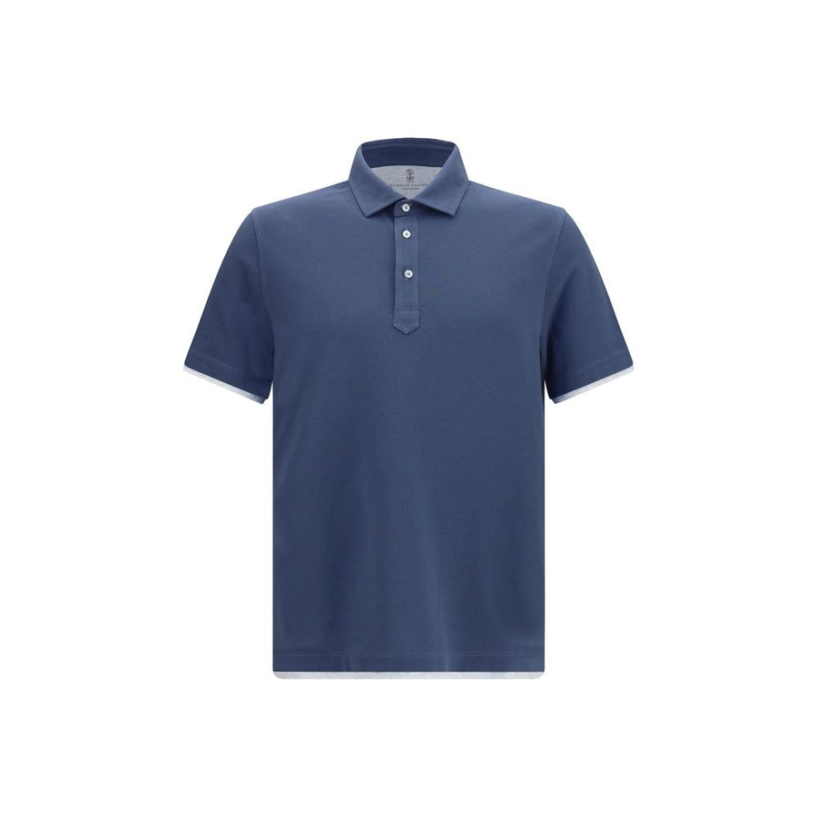 Brunello Cucinelli Blue Cotton Polo Shirt