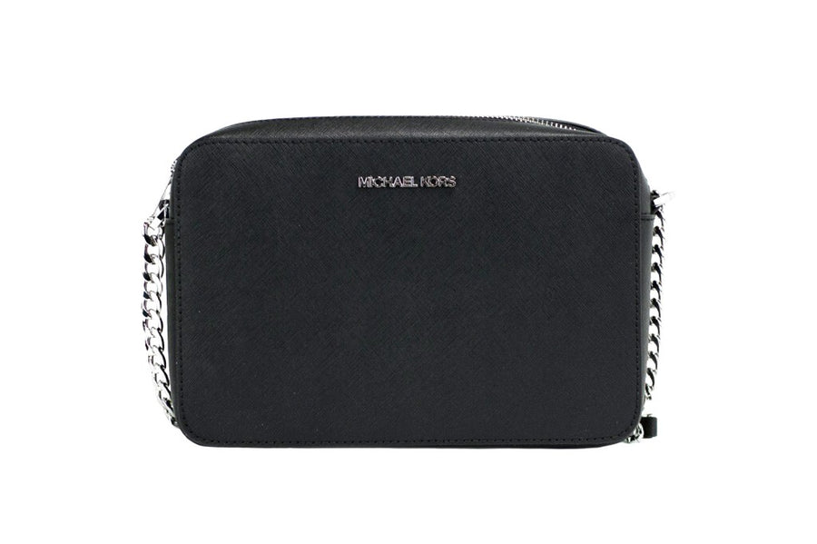 Michael Kors Jet Set Large East West Black Saffiano Leather Crossbody Handbag