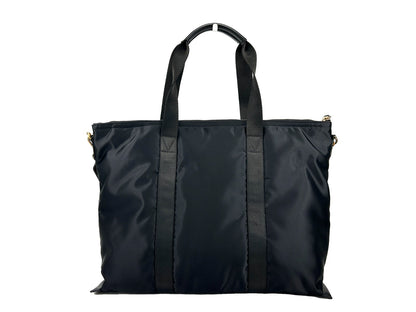 Versace Black Nylon Fabric La Medusa Shoulder Tote Bag