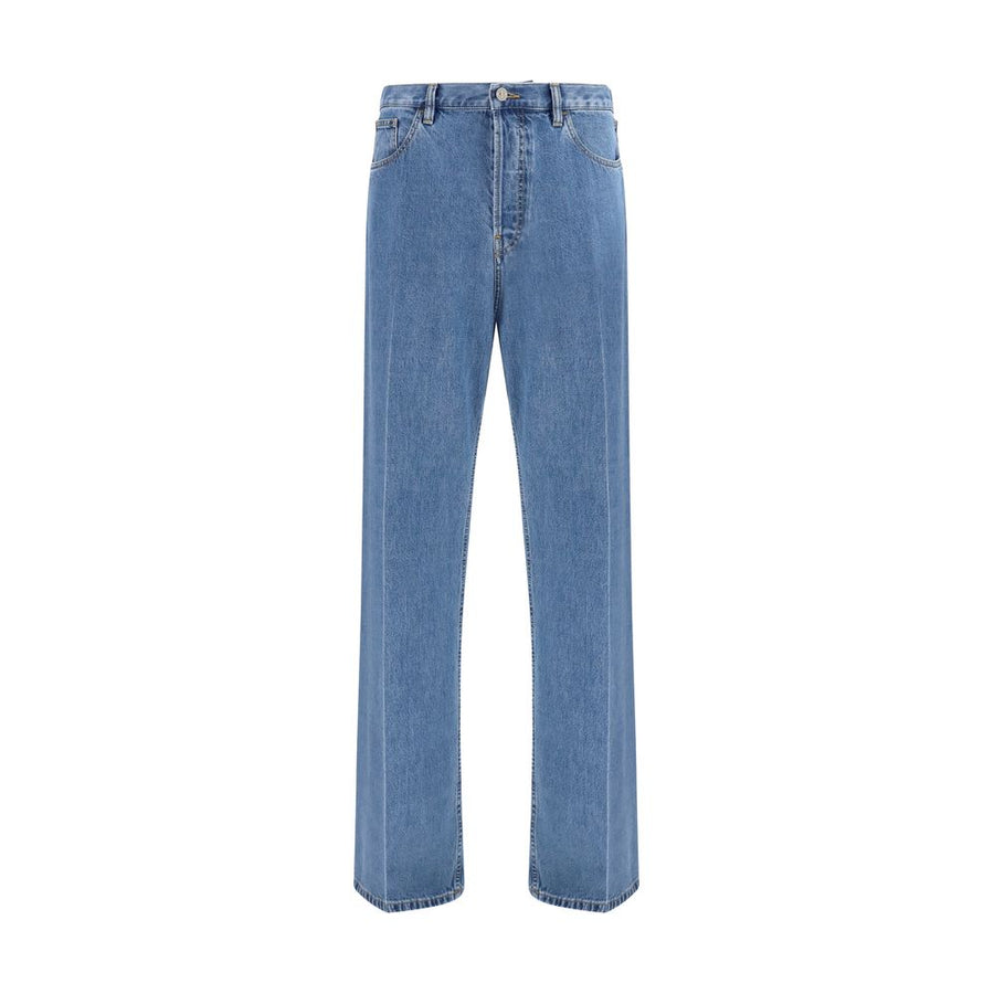 Valentino Garavani Blue Cotton Straight-Leg Jeans