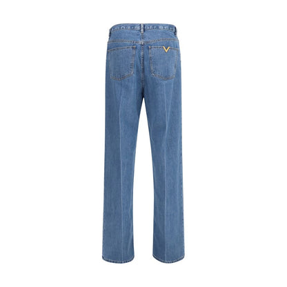 Valentino Garavani Blue Cotton Straight-Leg Jeans
