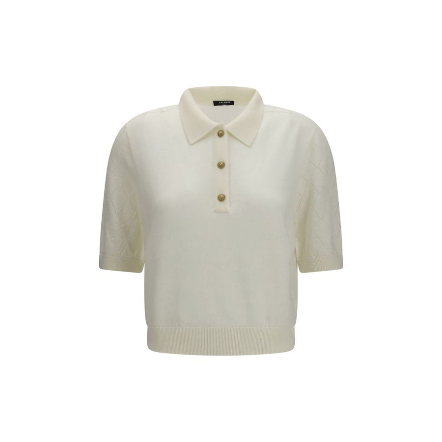 Balmain White Wool Oves Aries Polo Shirt