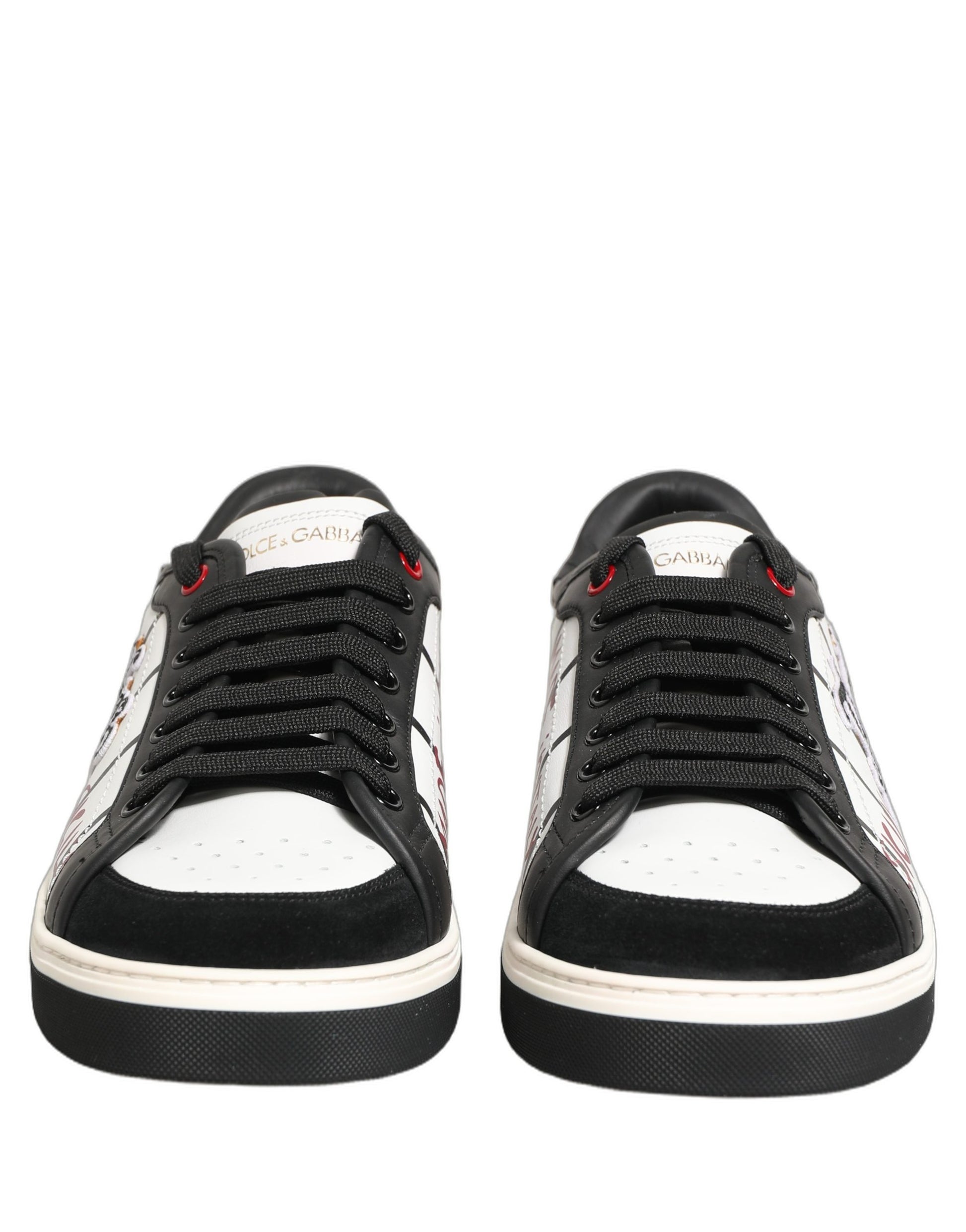 Dolce & Gabbana White Black DG Logo King Patch Low-Top Sneaker Shoes