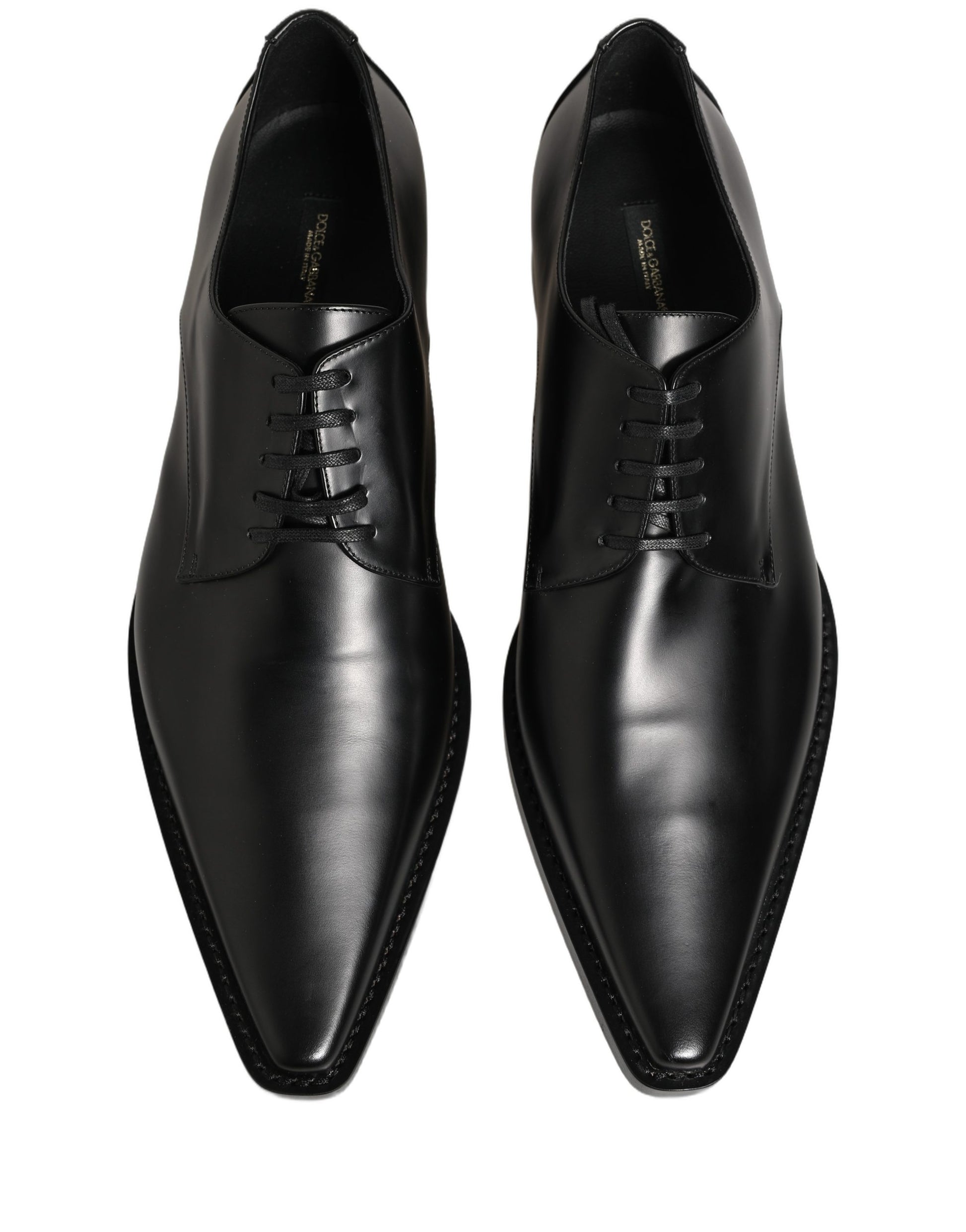 Dolce & Gabbana Black Leather Lace Up Derby Dress Shoes