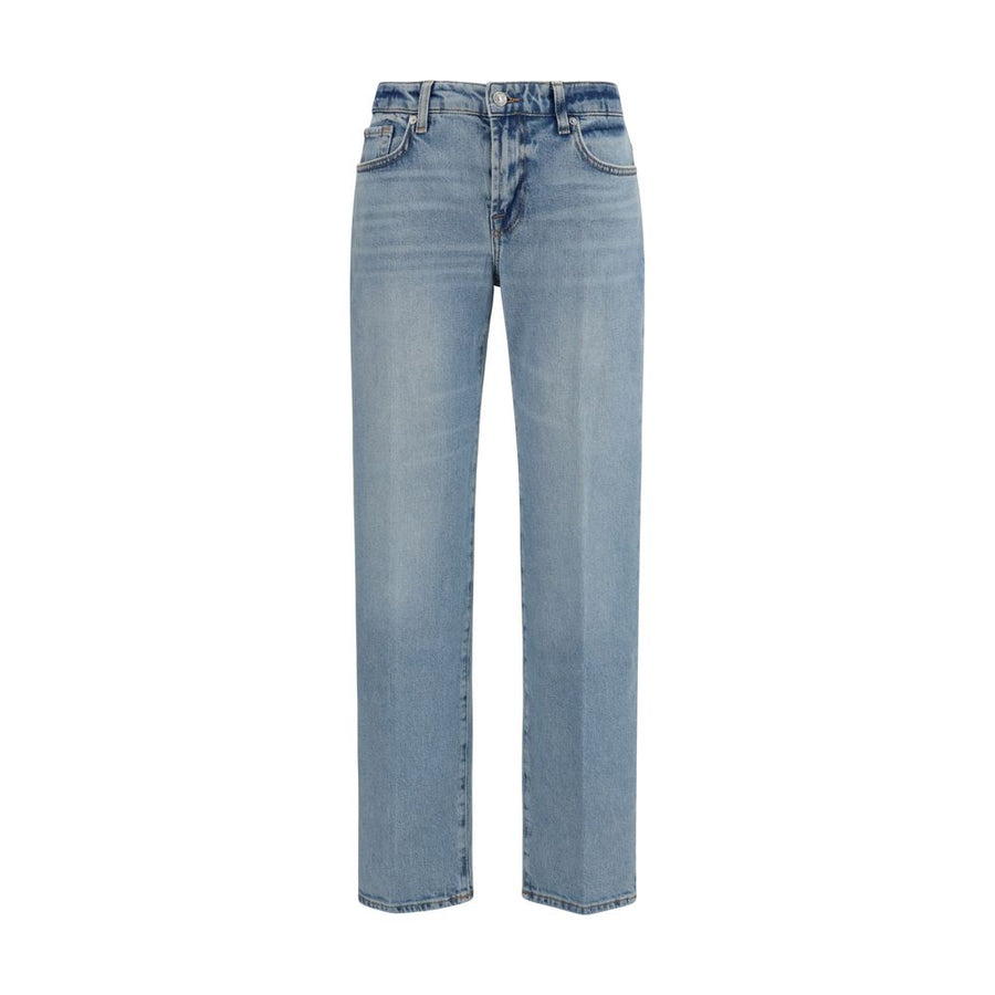 7FOR Blue Cotton Straight-Leg Jeans