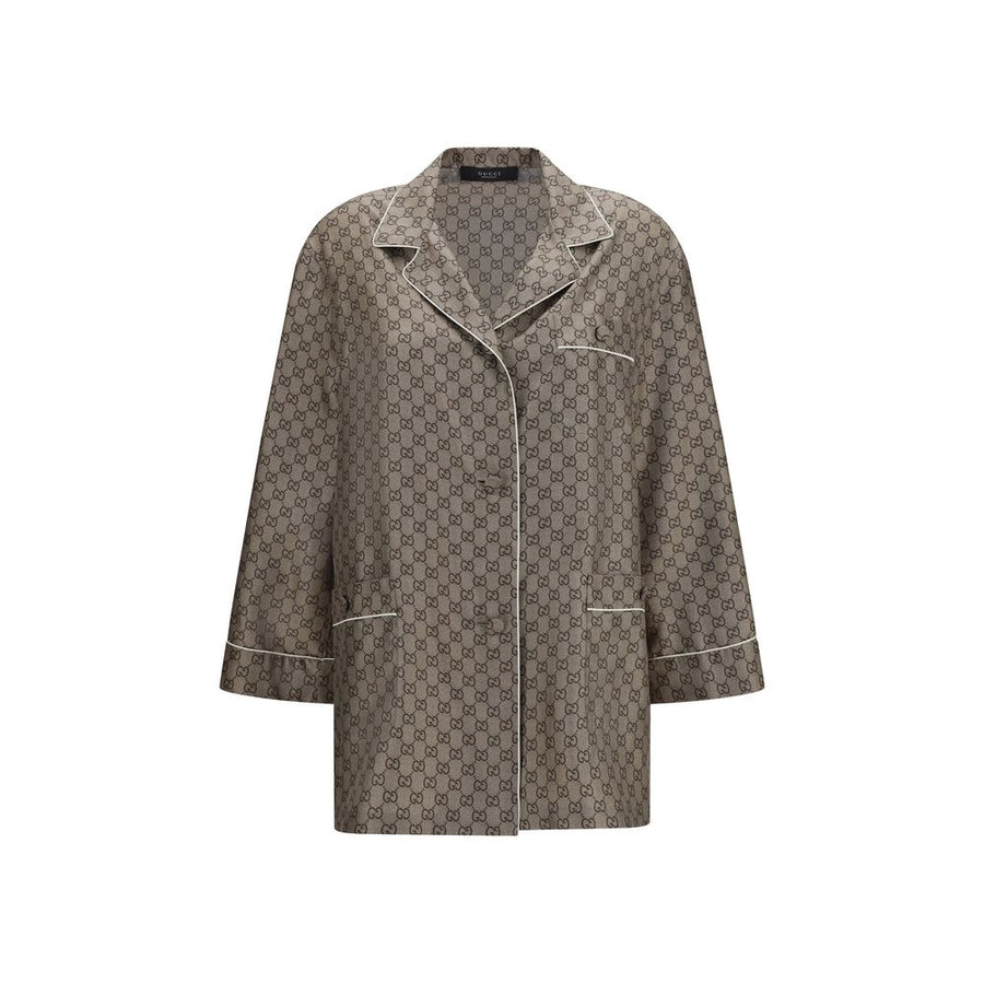 Gucci Beige Silk Dress Shirt