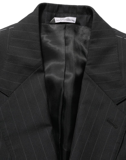 Dolce & Gabbana Dark Gray Stripes Wool Single Breasted Blazer