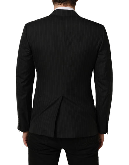 Dolce & Gabbana Dark Gray Stripes Wool Single Breasted Blazer