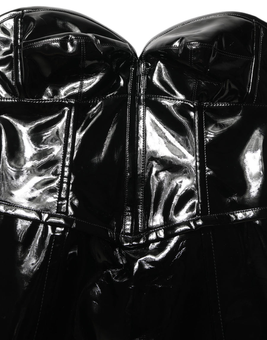 Dolce & Gabbana Black Patent Leather Corset Style Mini Dress
