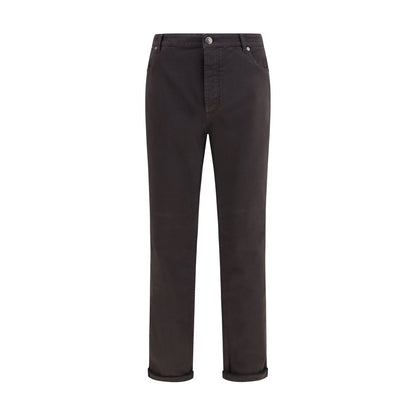 Brunello Cucinelli Brown Cotton Straight-Leg Jeans