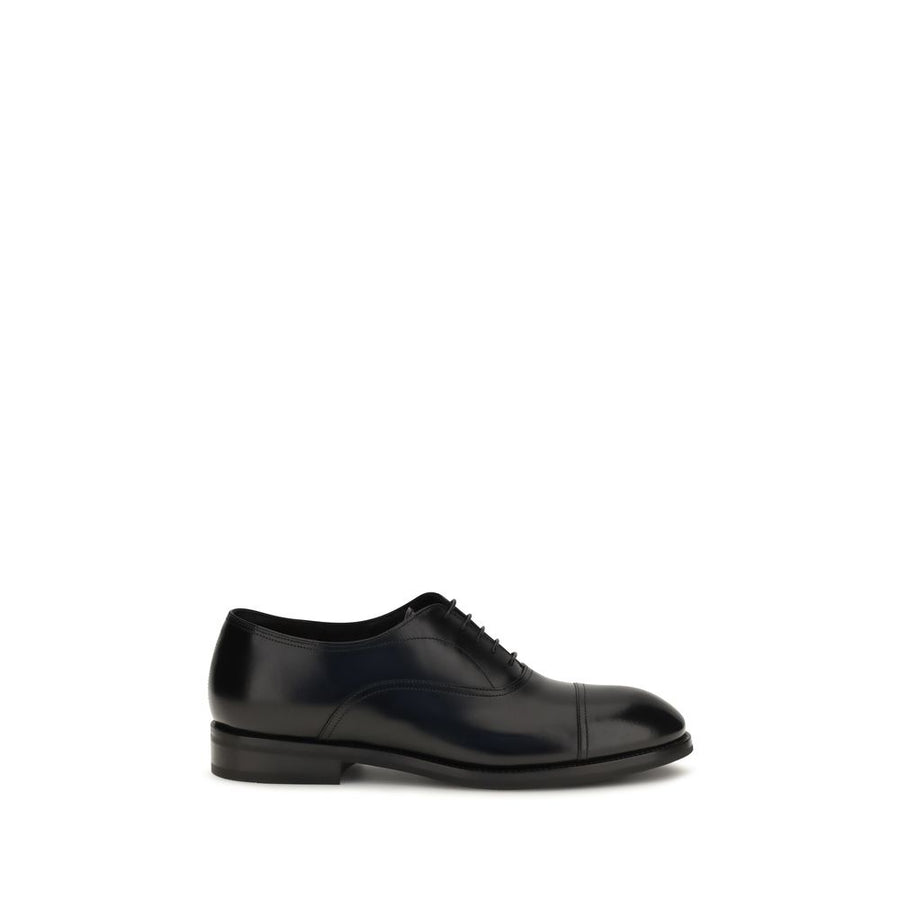 Santoni Black Calf Leather Bos Taurus Oxfords And Derbies