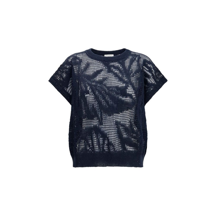 Brunello Cucinelli Blue Linen T-Shirt