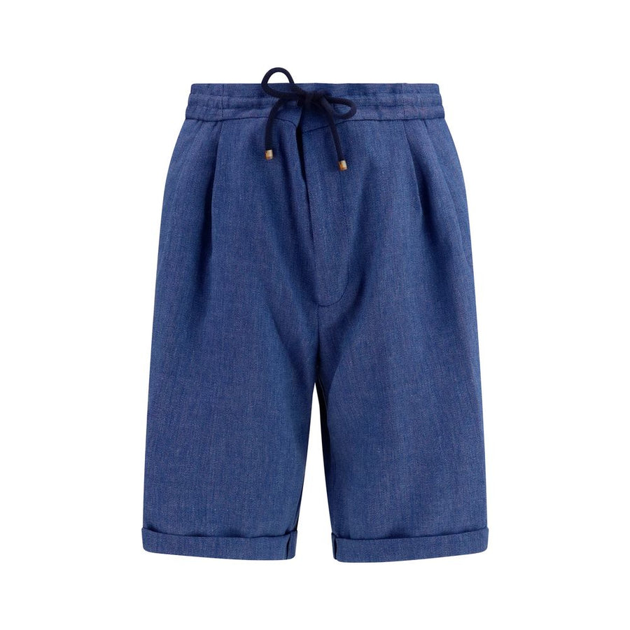 Brunello Cucinelli Blue Linen Bermuda Shorts