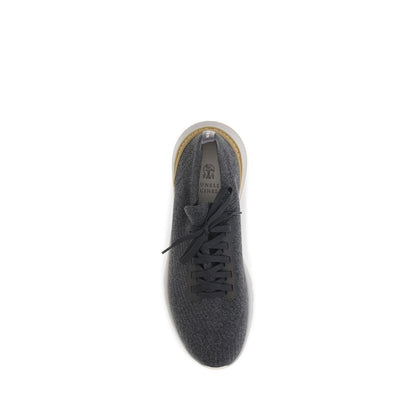 Brunello Cucinelli Blue Cotton Low Top Sneakers