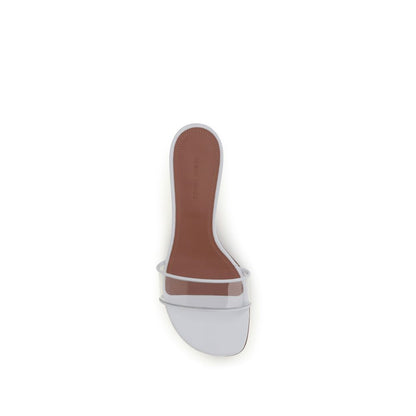 Amina Muaddi White Calf Leather Bos Taurus Sandals