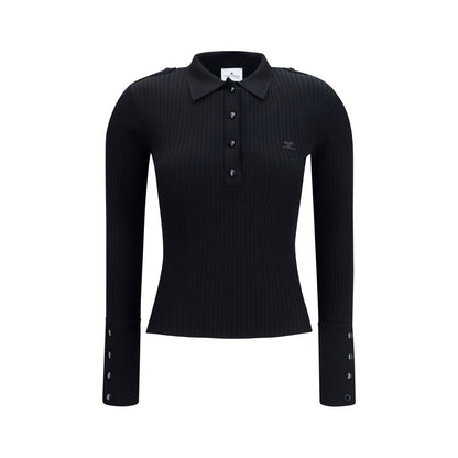 Courrèges Black Viscose Polo Shirt