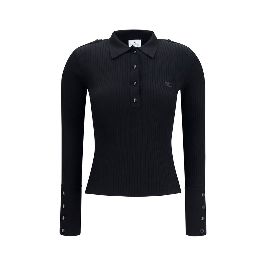 Courrèges Black Viscose Polo Shirt