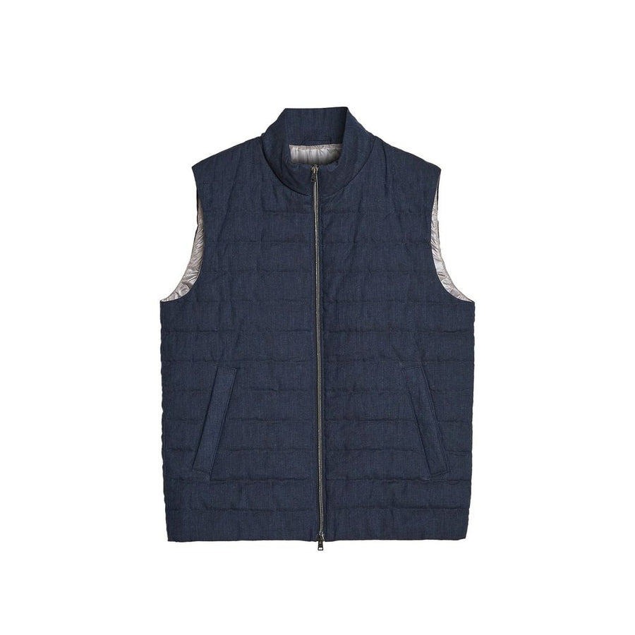 Herno Blue Linen Sleeveless Jacket