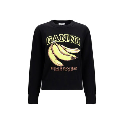 Ganni Black Cotton Sweatshirt