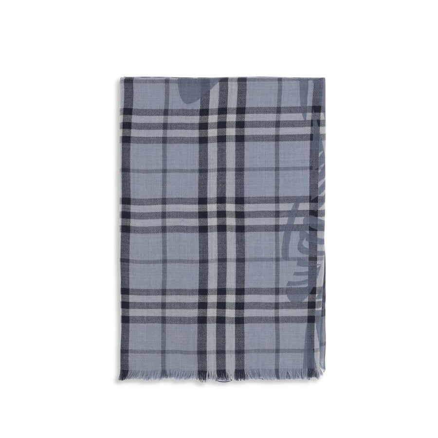 Burberry Blue Wool Oves Aries Foulard